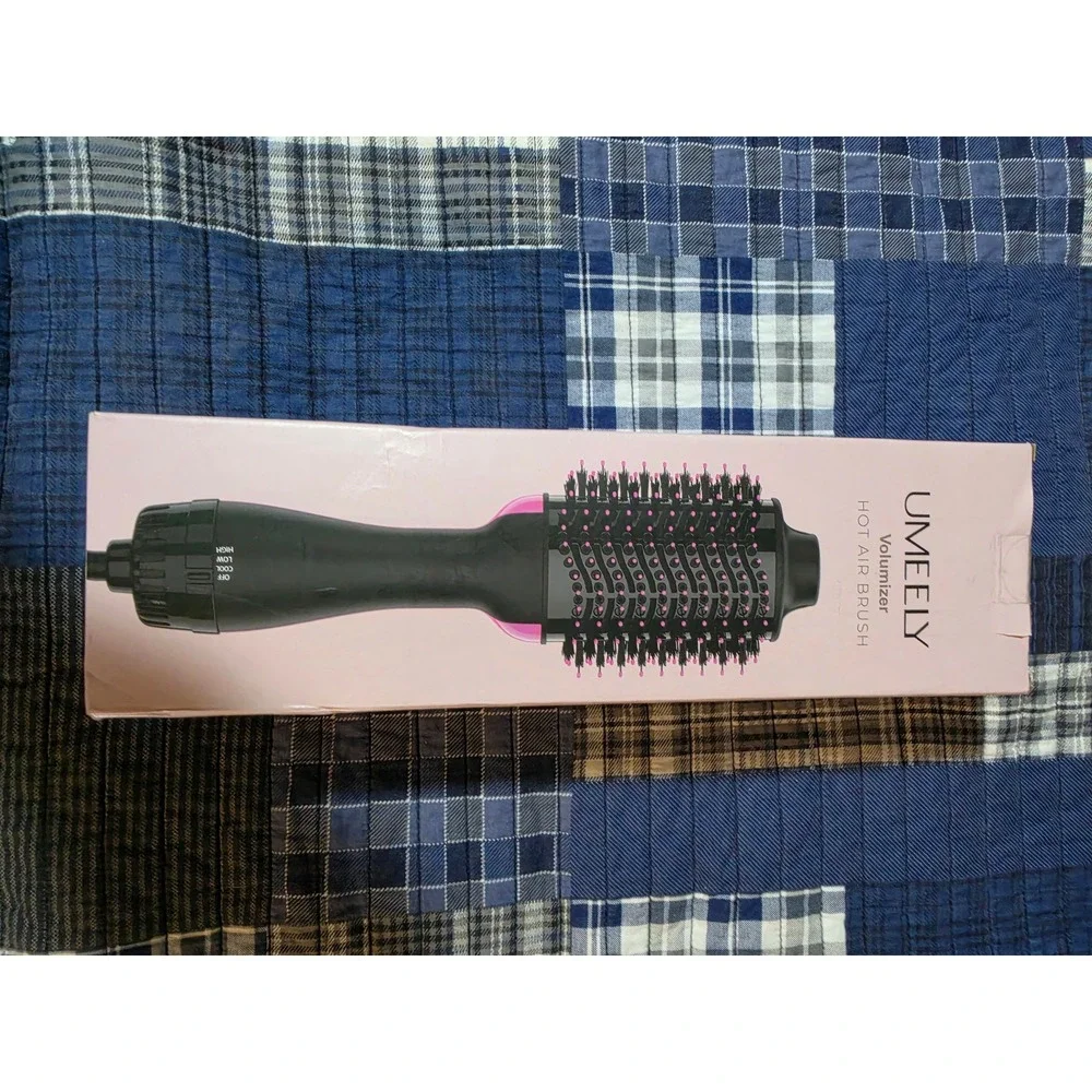 UMEELY Volumizer Hot Air Brush SY-8008 Black Pink Ceramic Hair Dryer Styler
